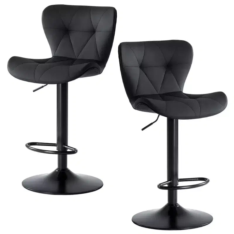 JIONJOY Set of 2 Swivel Counter Stools - Adjustable Height Barstools with Backrest, Faux Leather Kitchen Island Chairs for Home Bar