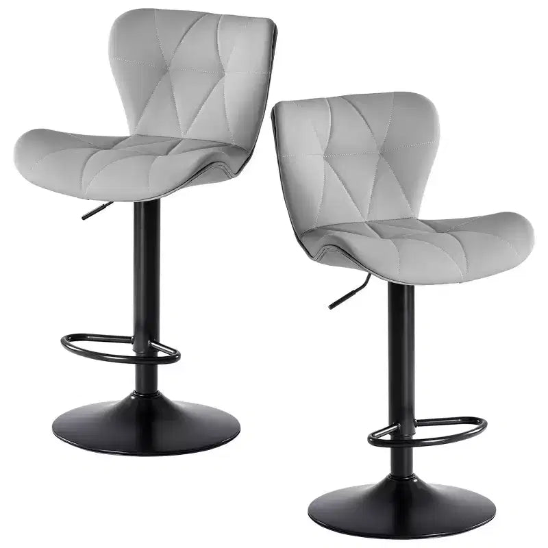 JIONJOY Set of 2 Swivel Counter Stools - Adjustable Height Barstools with Backrest, Faux Leather Kitchen Island Chairs for Home Bar