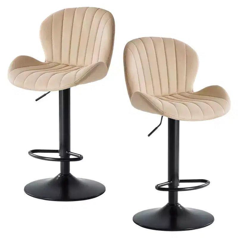 JIONJOY Set of 2 Swivel Counter Stools - Adjustable Height Barstools with Backrest, Faux Leather Kitchen Island Chairs for Home Bar