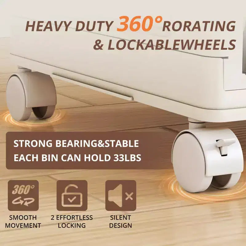 AEELLEEA Stackable Foldable Lidded Storage Bins with Doors & Wheels - Foldable Storage Cabinet for Home, Dorm & Office