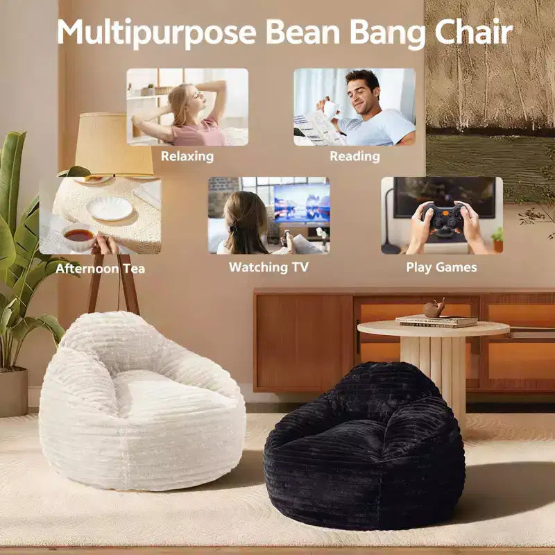 Okak Oversized Bean Bag Chairs for Adults,Bean Bag Sofa with Removable Cover,Comfy Sofa Chair with High-Density Foam,Bean Bag Couch for Bedoom