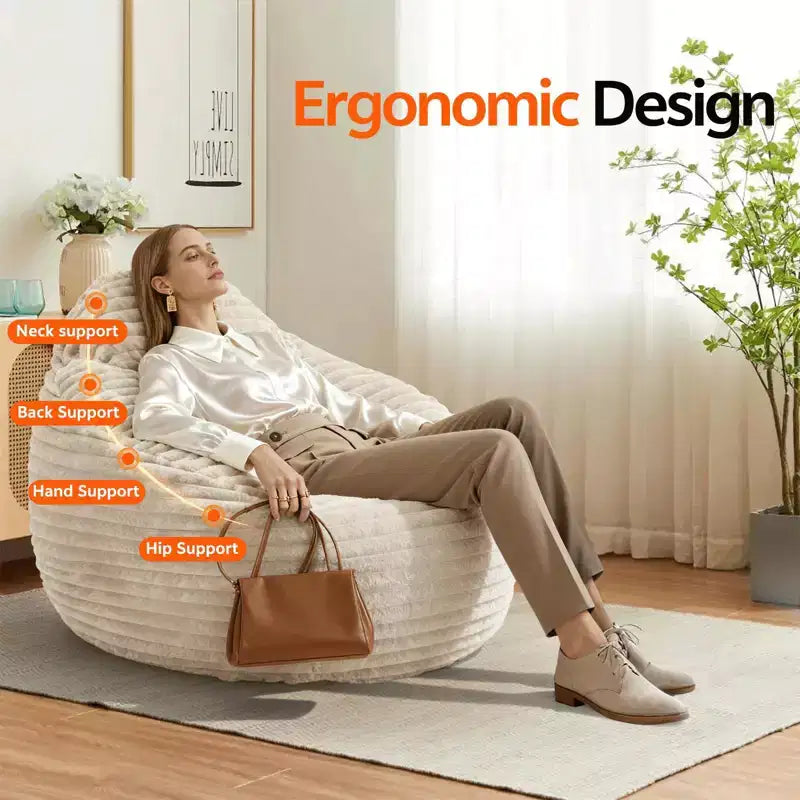 Okak Oversized Bean Bag Chairs for Adults,Bean Bag Sofa with Removable Cover,Comfy Sofa Chair with High-Density Foam,Bean Bag Couch for Bedoom