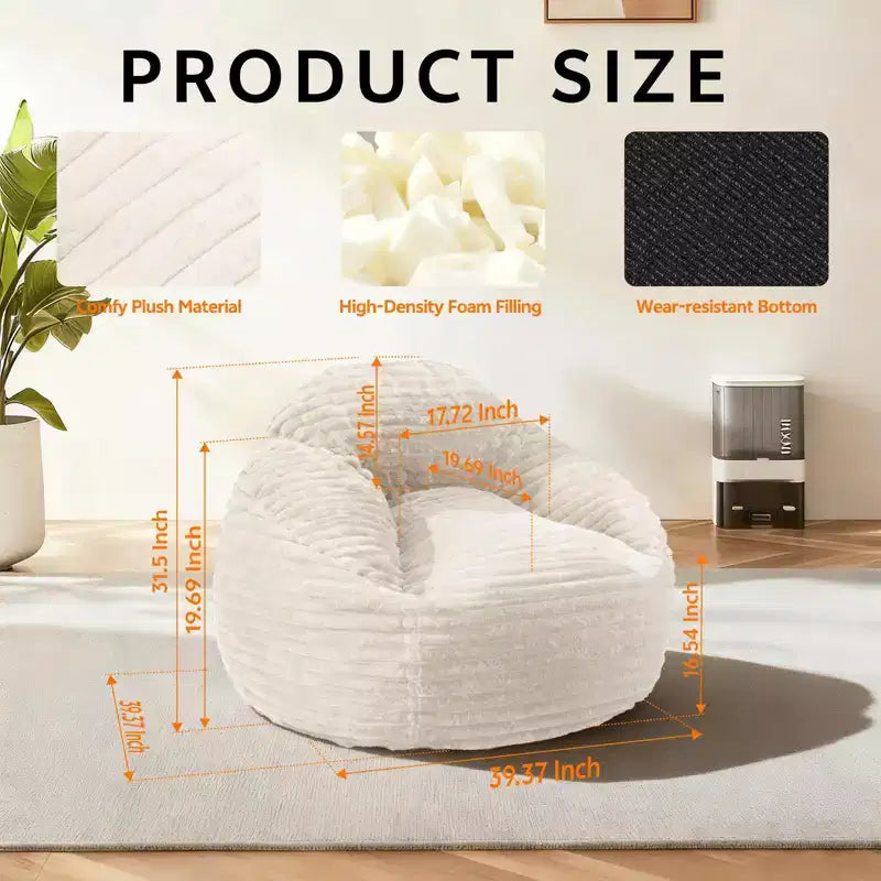 Okak Oversized Bean Bag Chairs for Adults,Bean Bag Sofa with Removable Cover,Comfy Sofa Chair with High-Density Foam,Bean Bag Couch for Bedoom