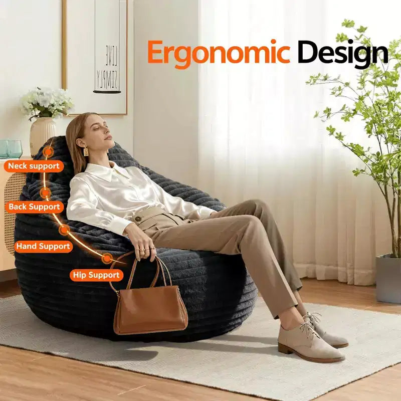 Okak Oversized Bean Bag Chairs for Adults,Bean Bag Sofa with Removable Cover,Comfy Sofa Chair with High-Density Foam,Bean Bag Couch for Bedoom