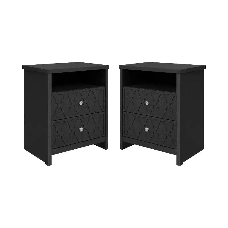 Galano Modern 2-Drawer Nightstands with Storage Shelf Set of 2 22.8 W  15.7 D  26.8 H