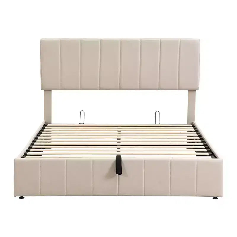 Luxystar Queen Size Upholstered Platform Bed with Hydraulic Lift and Storage