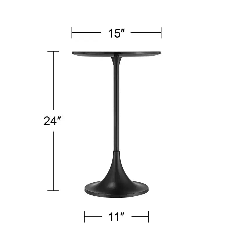 Studio 55D Studio 55 Mesita 24 End Table Black Marble Top with Black Finish Base