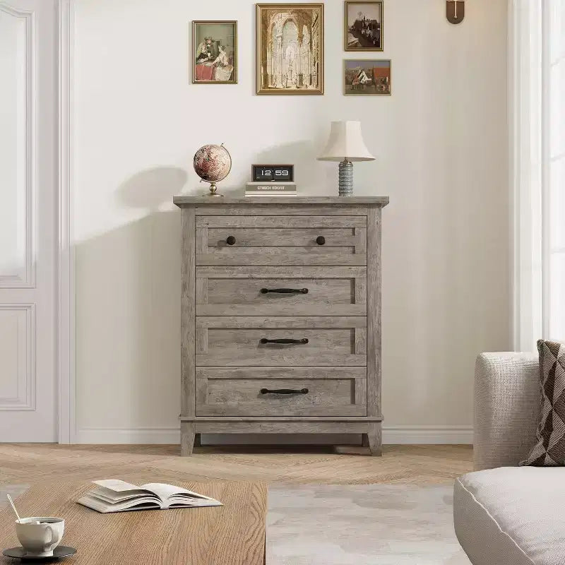 Acekool 4 Drawer Dresser, Tall Vertical Chest with Deep Storage Drawers, Modern Closet Organizer for Bedroom and Living Room