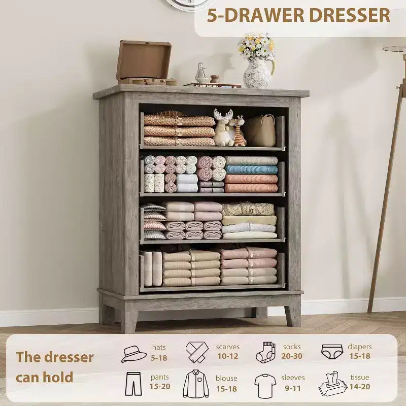 Acekool 4 Drawer Dresser, Tall Vertical Chest with Deep Storage Drawers, Modern Closet Organizer for Bedroom and Living Room