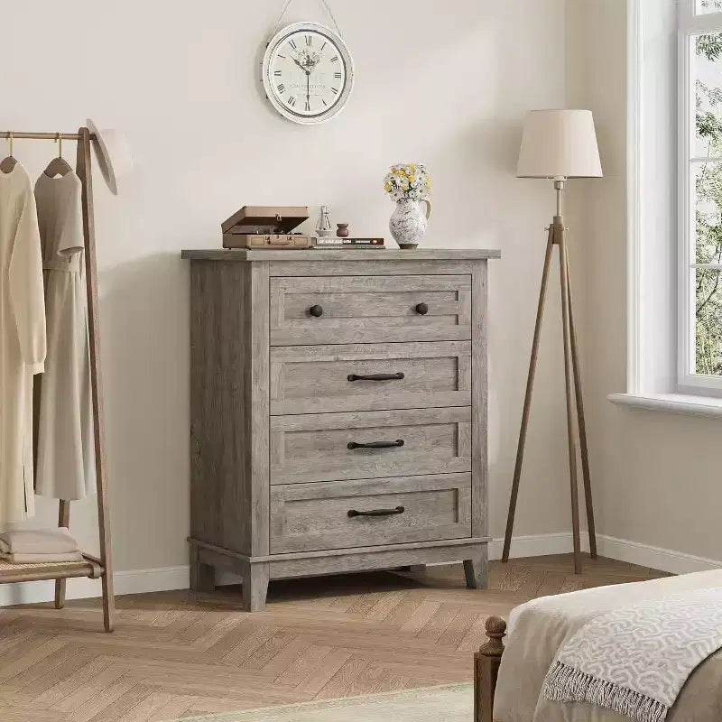 Acekool 4 Drawer Dresser, Tall Vertical Chest with Deep Storage Drawers, Modern Closet Organizer for Bedroom and Living Room