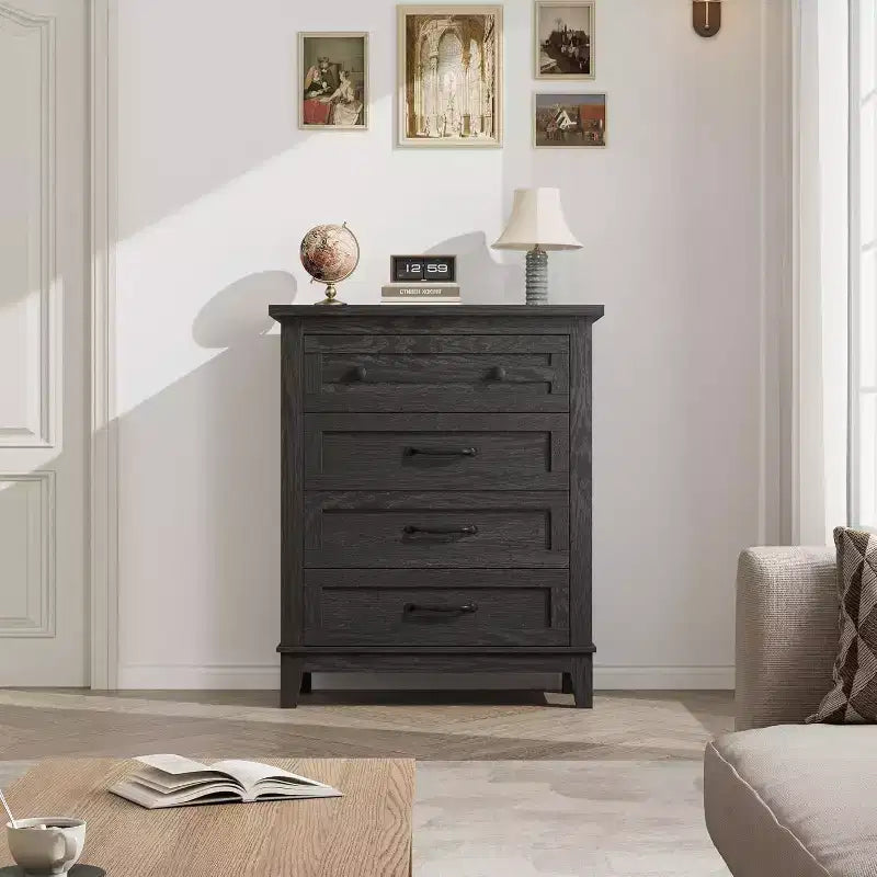 Acekool 4 Drawer Dresser, Tall Vertical Chest with Deep Storage Drawers, Modern Closet Organizer for Bedroom and Living Room