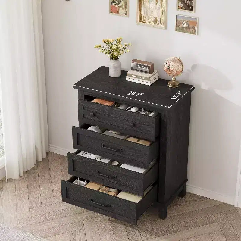 Acekool 4 Drawer Dresser, Tall Vertical Chest with Deep Storage Drawers, Modern Closet Organizer for Bedroom and Living Room