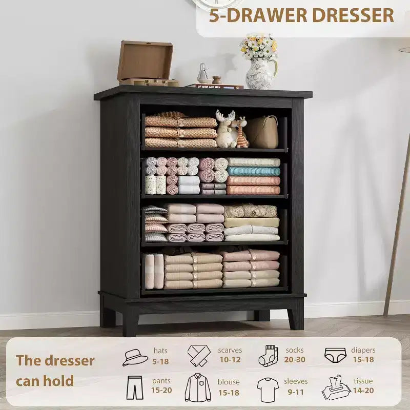 Acekool 4 Drawer Dresser, Tall Vertical Chest with Deep Storage Drawers, Modern Closet Organizer for Bedroom and Living Room