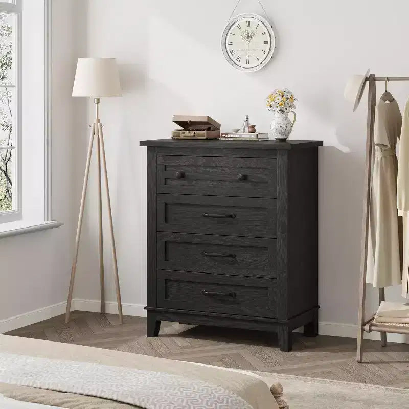 Acekool 4 Drawer Dresser, Tall Vertical Chest with Deep Storage Drawers, Modern Closet Organizer for Bedroom and Living Room