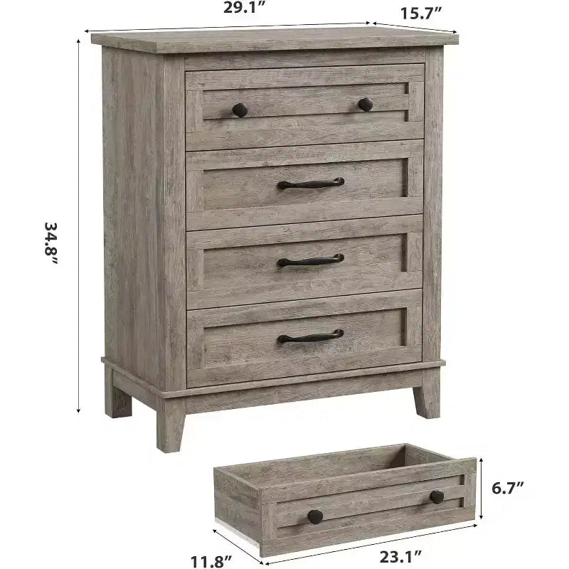 Acekool 4 Drawer Dresser, Tall Vertical Chest with Deep Storage Drawers, Modern Closet Organizer for Bedroom and Living Room