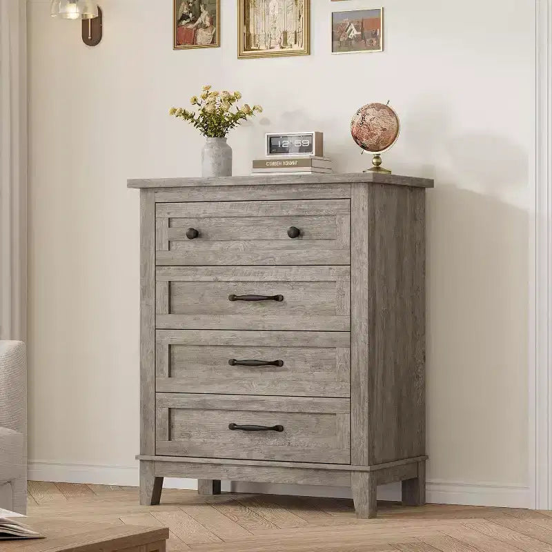 Acekool 4 Drawer Dresser, Tall Vertical Chest with Deep Storage Drawers, Modern Closet Organizer for Bedroom and Living Room