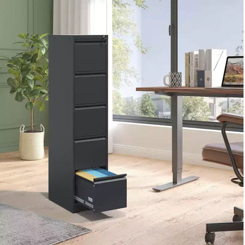 5 Drawer Vertical File Cabinet with Lock, Metal Locking Filing Cabinet for Home Office, File Storage Cabinet for A4/Letter/Legal Size File