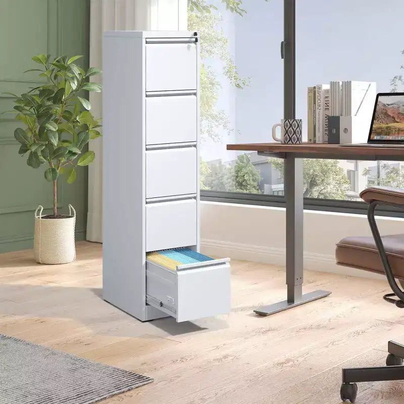 5 Drawer Vertical File Cabinet with Lock, Metal Locking Filing Cabinet for Home Office, File Storage Cabinet for A4/Letter/Legal Size File