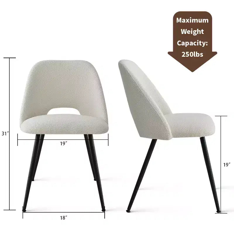 Panipeachy Upholstered Dining Chairs Set of 4, Modern Faux Shearling Side Chair with Matte Black Legs