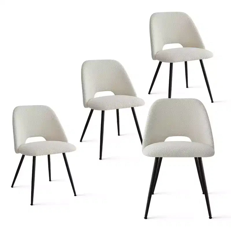 Panipeachy Upholstered Dining Chairs Set of 4, Modern Faux Shearling Side Chair with Matte Black Legs