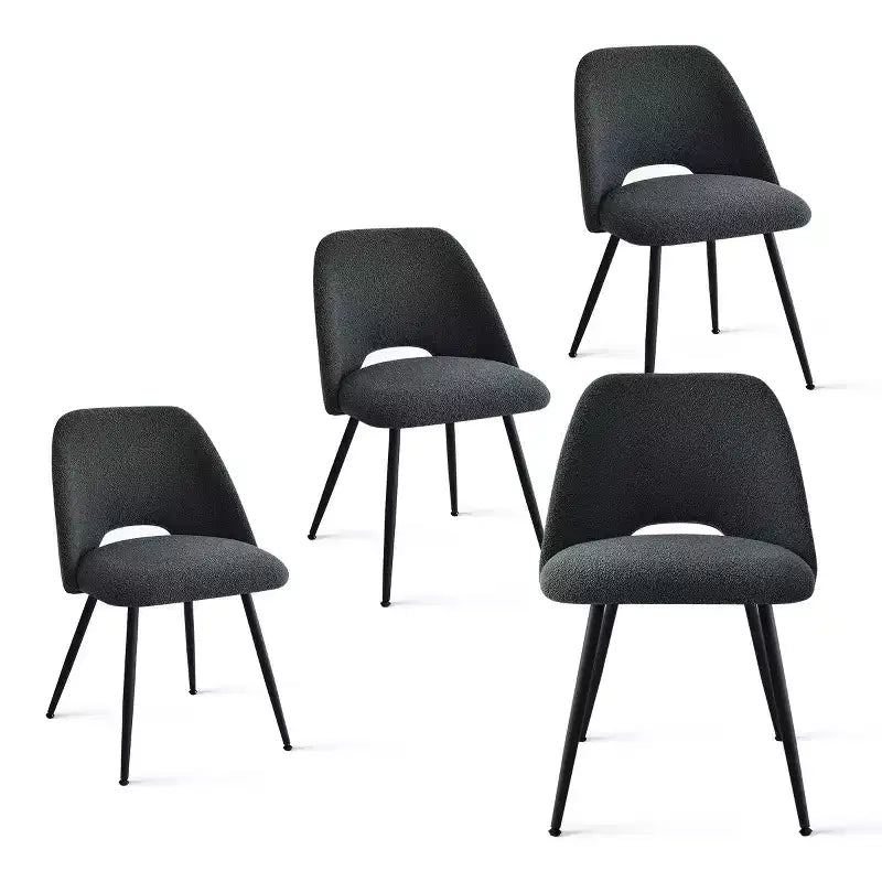 Panipeachy Upholstered Dining Chairs Set of 4, Modern Faux Shearling Side Chair with Matte Black Legs