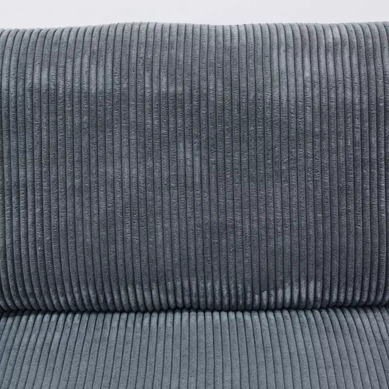Gray Corduroy Living Room Double Armrests 2-Piece Loveseat Sofa