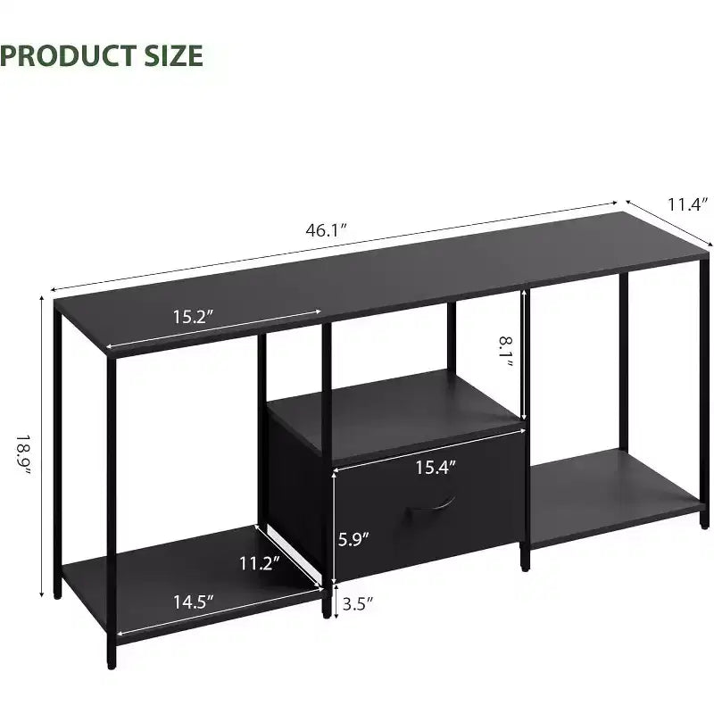 1 Metal Fabric Drawer TV Stand 55 in - Modern Entertainment Center, Versatile Storage Solutions, LED Light Feature, Compact and Practical