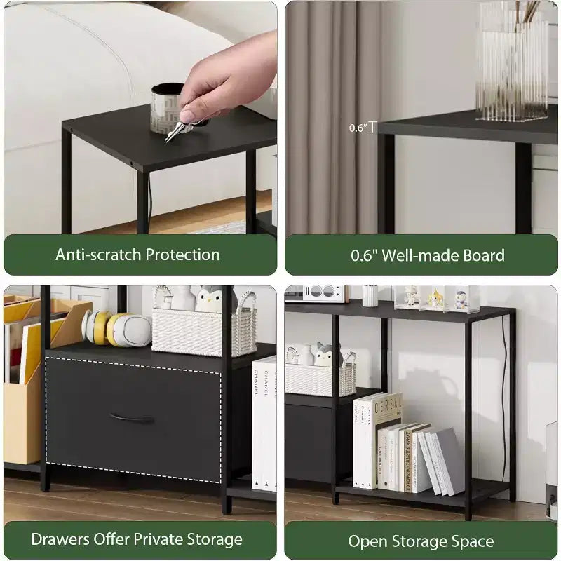 1 Metal Fabric Drawer TV Stand 55 in - Modern Entertainment Center, Versatile Storage Solutions, LED Light Feature, Compact and Practical