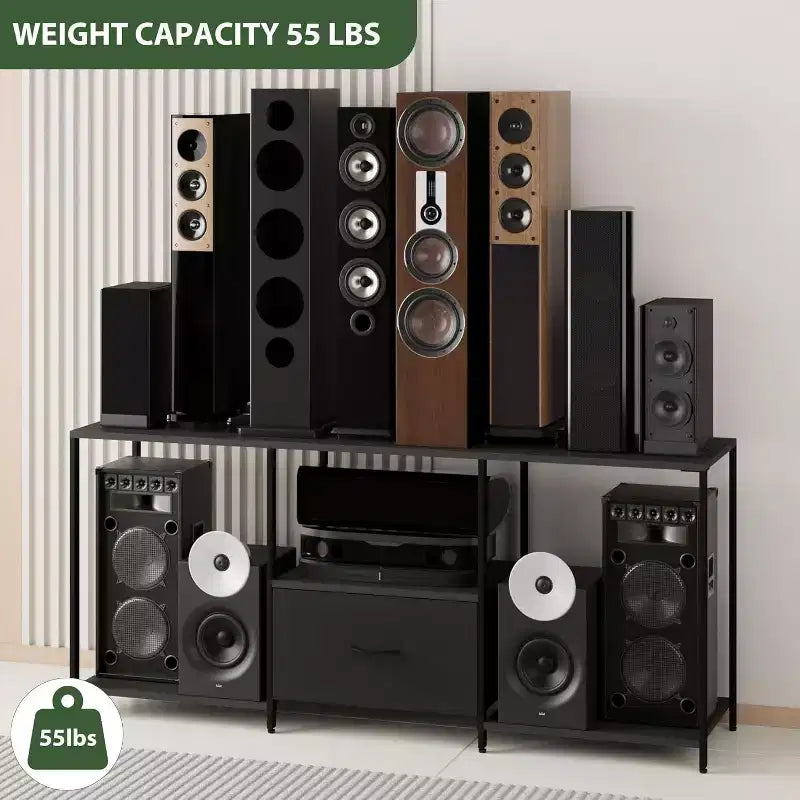 1 Metal Fabric Drawer TV Stand 55 in - Modern Entertainment Center, Versatile Storage Solutions, LED Light Feature, Compact and Practical