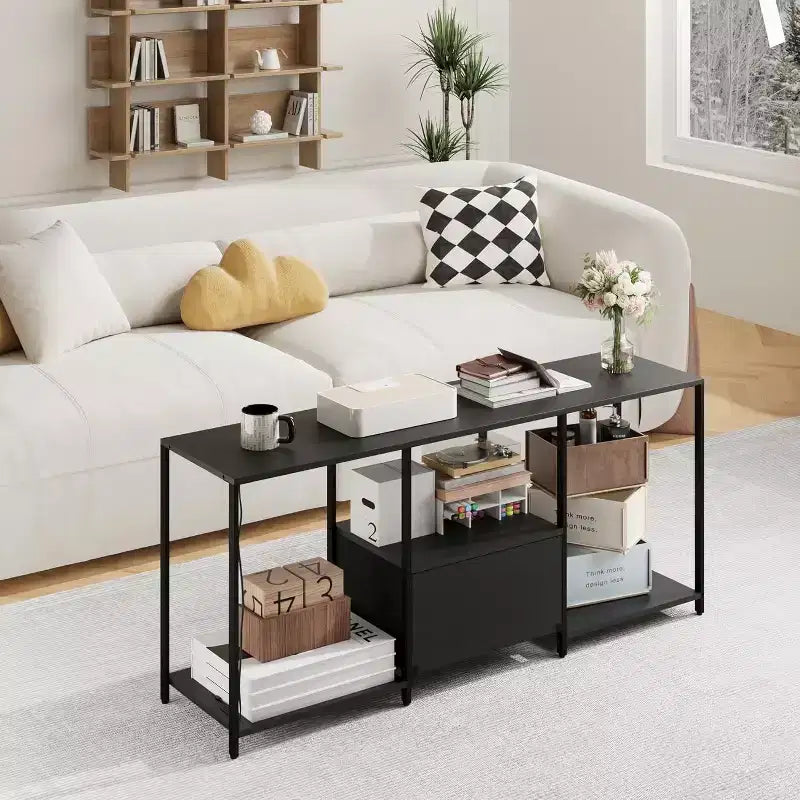1 Metal Fabric Drawer TV Stand 55 in - Modern Entertainment Center, Versatile Storage Solutions, LED Light Feature, Compact and Practical