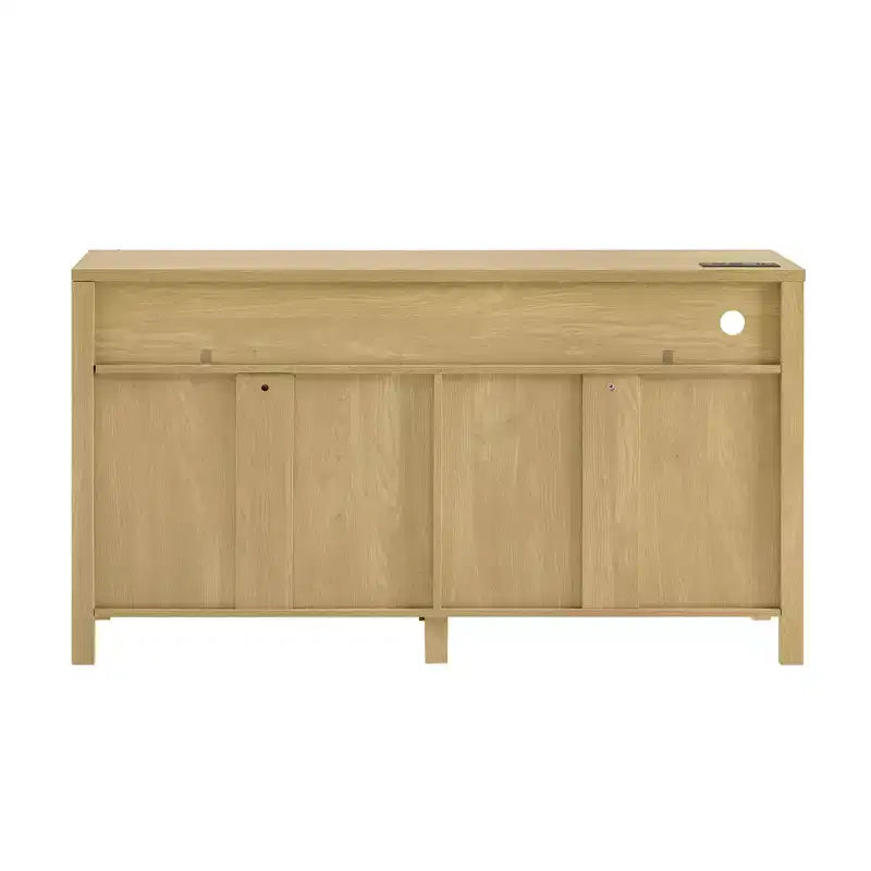 Merax 4-Door Modern Farmhouse Sideboard Buffet with USB Charging Ports & Adjustable Shelves