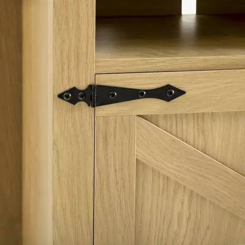 Merax 4-Door Modern Farmhouse Sideboard Buffet with USB Charging Ports & Adjustable Shelves