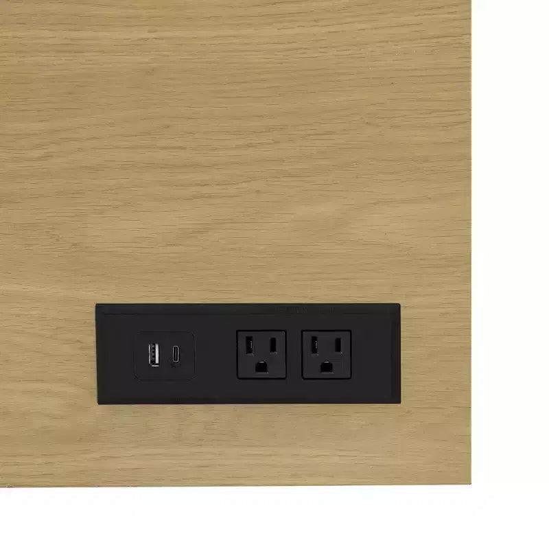 Merax 4-Door Modern Farmhouse Sideboard Buffet with USB Charging Ports & Adjustable Shelves