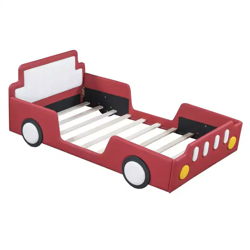 Luxystar Twin Size Race Car-Shaped Platform Bed with Safety Side Rails