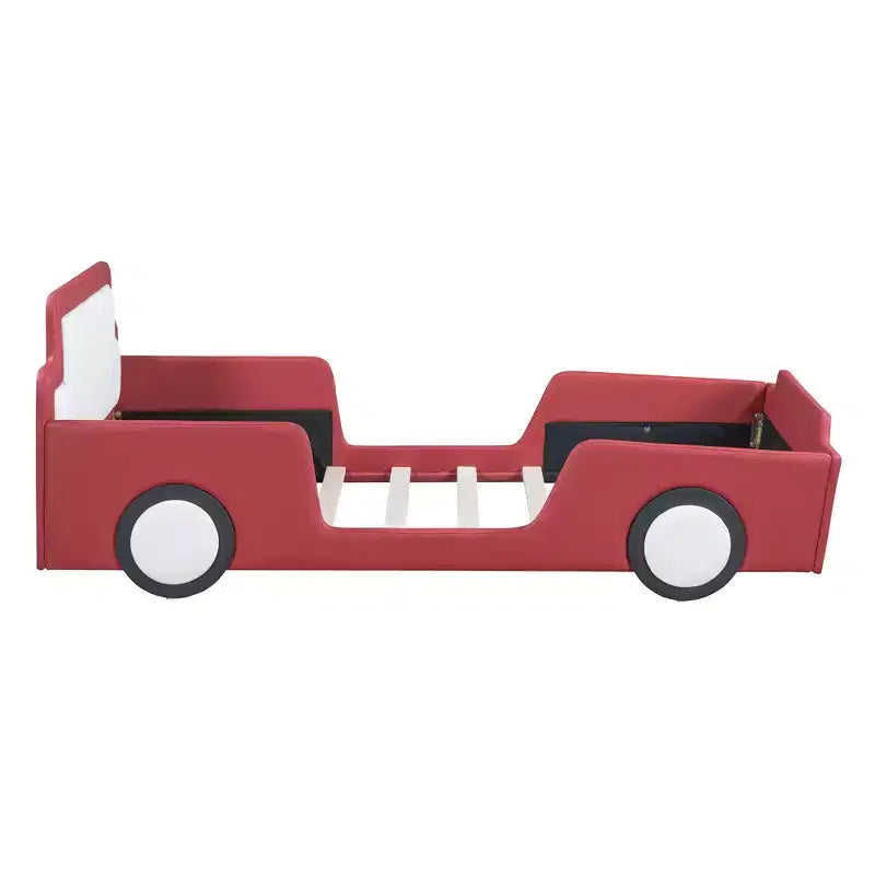 Luxystar Twin Size Race Car-Shaped Platform Bed with Safety Side Rails