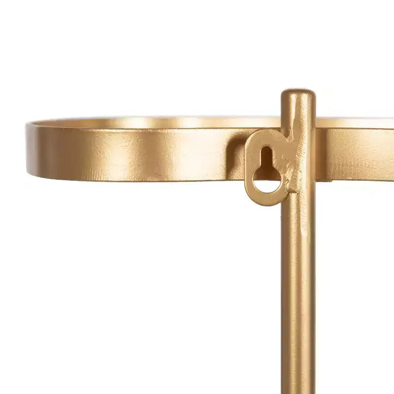 Kate and Laurel Curventi Tiered Wall Shelf Glass and Metal, Gold, 21x8x28