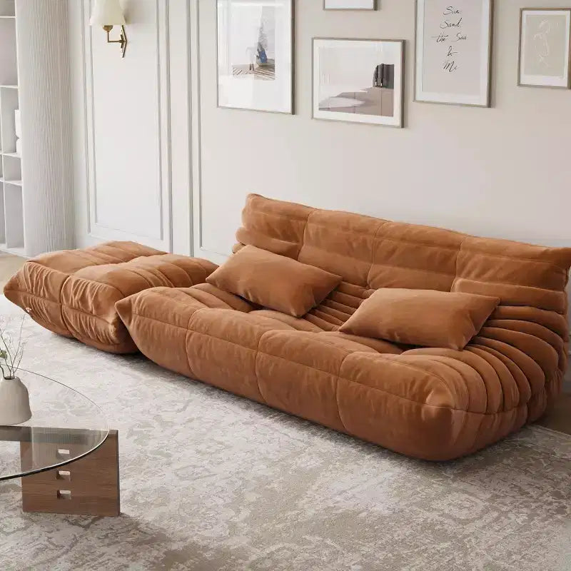 Sofa, Bean Bag Oversized Fireside Chair Two-Piece Set  Loveseat 40D High-Density Foam Faux Suede for Living Room/Bedroom/Office