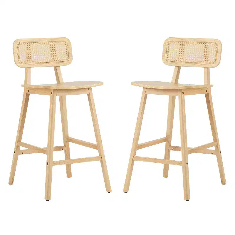 ModernLuxe Rubberwood Barstool, Counter Height Dining Chairs with Footrest Set of 2