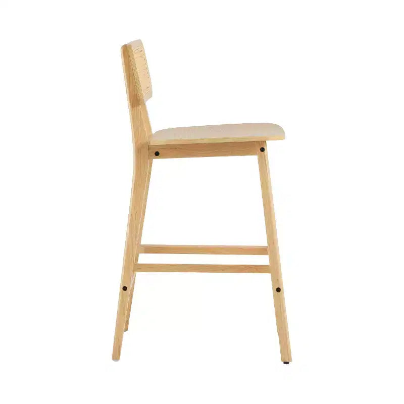 ModernLuxe Rubberwood Barstool, Counter Height Dining Chairs with Footrest Set of 2