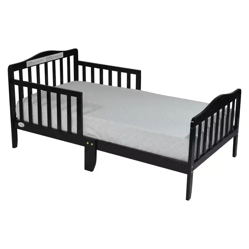 Acekool Toddler Bed, Espresso Solid Wood Kids Bed with Dual Guard Rails for Ages 6 and Up