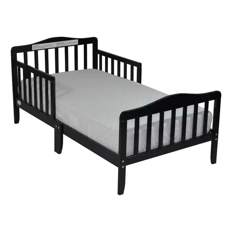 Acekool Toddler Bed, Espresso Solid Wood Kids Bed with Dual Guard Rails for Ages 6 and Up