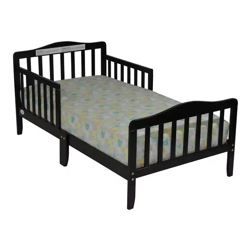 Acekool Toddler Bed, Espresso Solid Wood Kids Bed with Dual Guard Rails for Ages 6 and Up