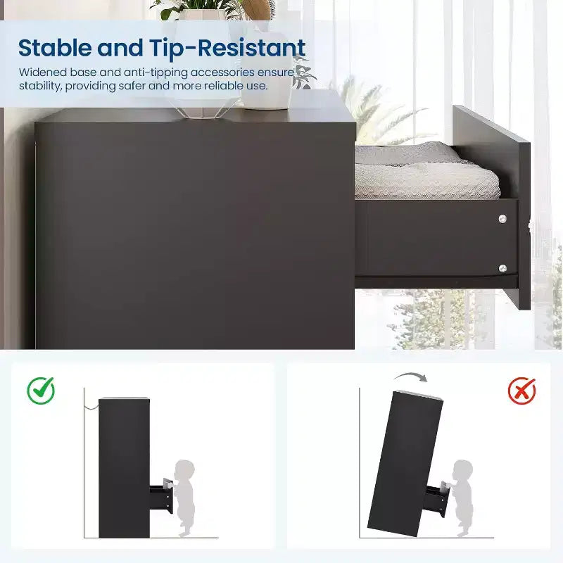 5 Drawer Tall Wood Dresser for Bedroom, Wooden Chest of Drawers with Gold Handles for Closet, Storage Cabinet and Organizer Drawers for Living Room