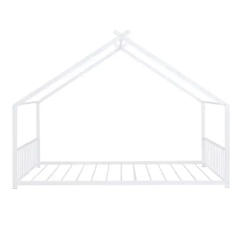 Luxystar Metal House Bed with Roof for Kids Room
