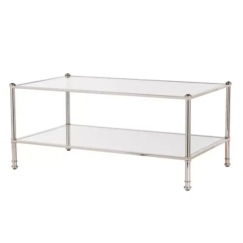 HomeRoots 43 Silver Mirrored And Metal Rectangular Mirrored Coffee Table
