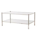 HomeRoots 43 Silver Mirrored And Metal Rectangular Mirrored Coffee Table