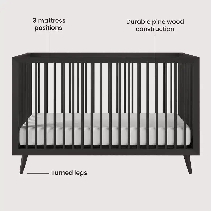 Child Craft Cranbrook 4-in-1 Convertible Crib, Converts to Day Bed, Toddler & Full Size Bed, 3 Mattress Positions, Baby Safe Finish