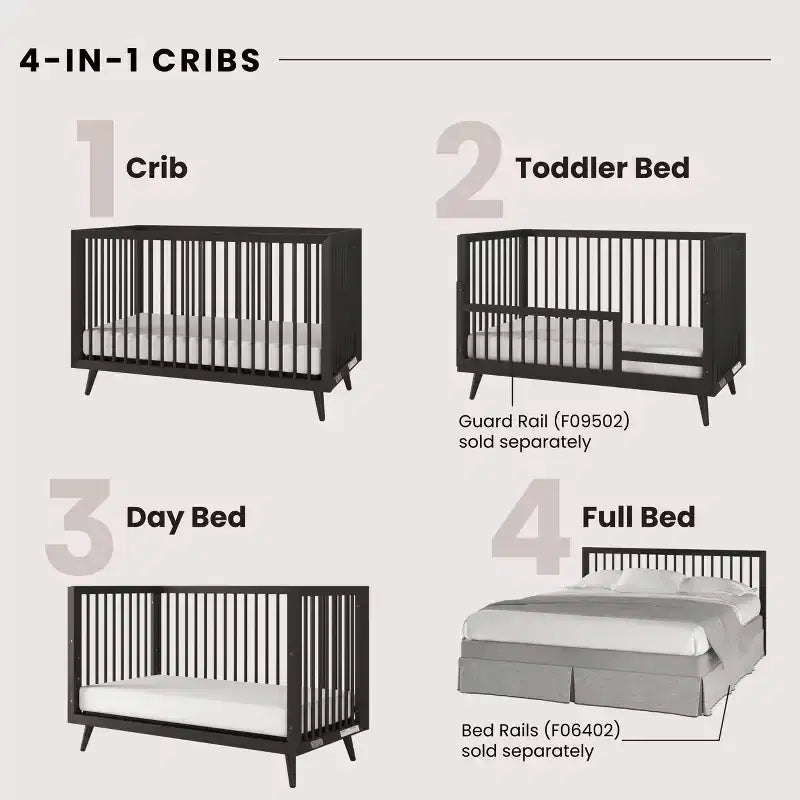 Child Craft Cranbrook 4-in-1 Convertible Crib, Converts to Day Bed, Toddler & Full Size Bed, 3 Mattress Positions, Baby Safe Finish