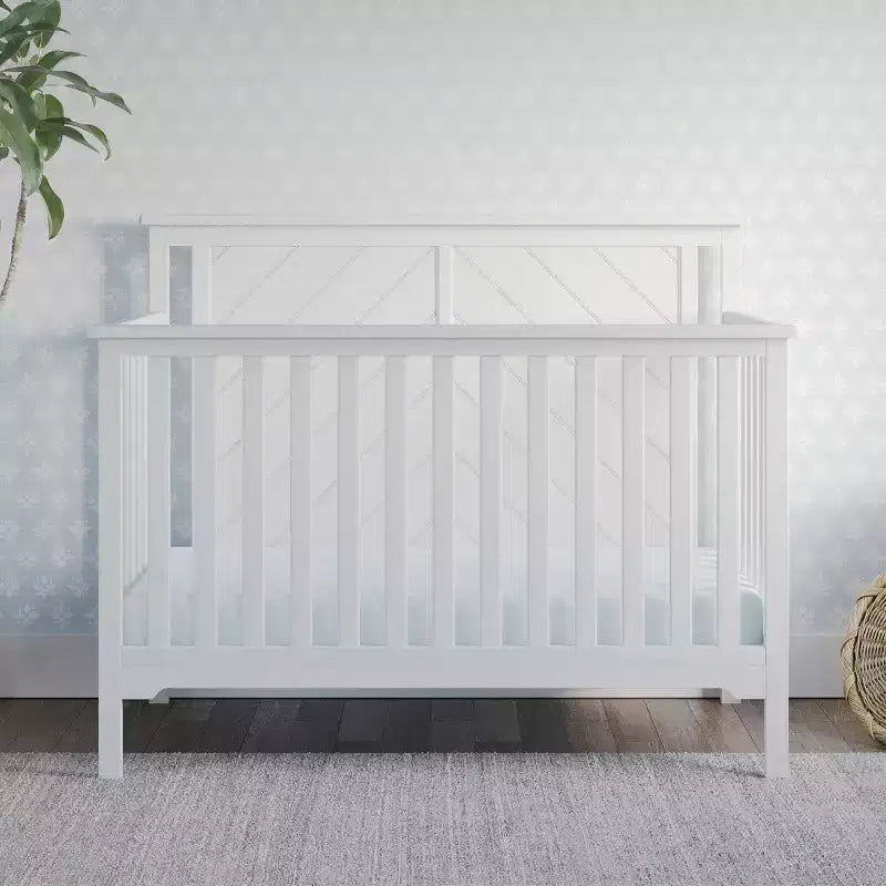 Child Craft Hampton Flat 4-in-1 Convertible Crib, Converts to Day Bed, Toddler & Full Size Bed, 3 Mattress Positions, Baby Safe Finish