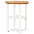 vidaXL Lamp Table Solid Oak Wood Side End Couch Coffee Table White/Light Wood